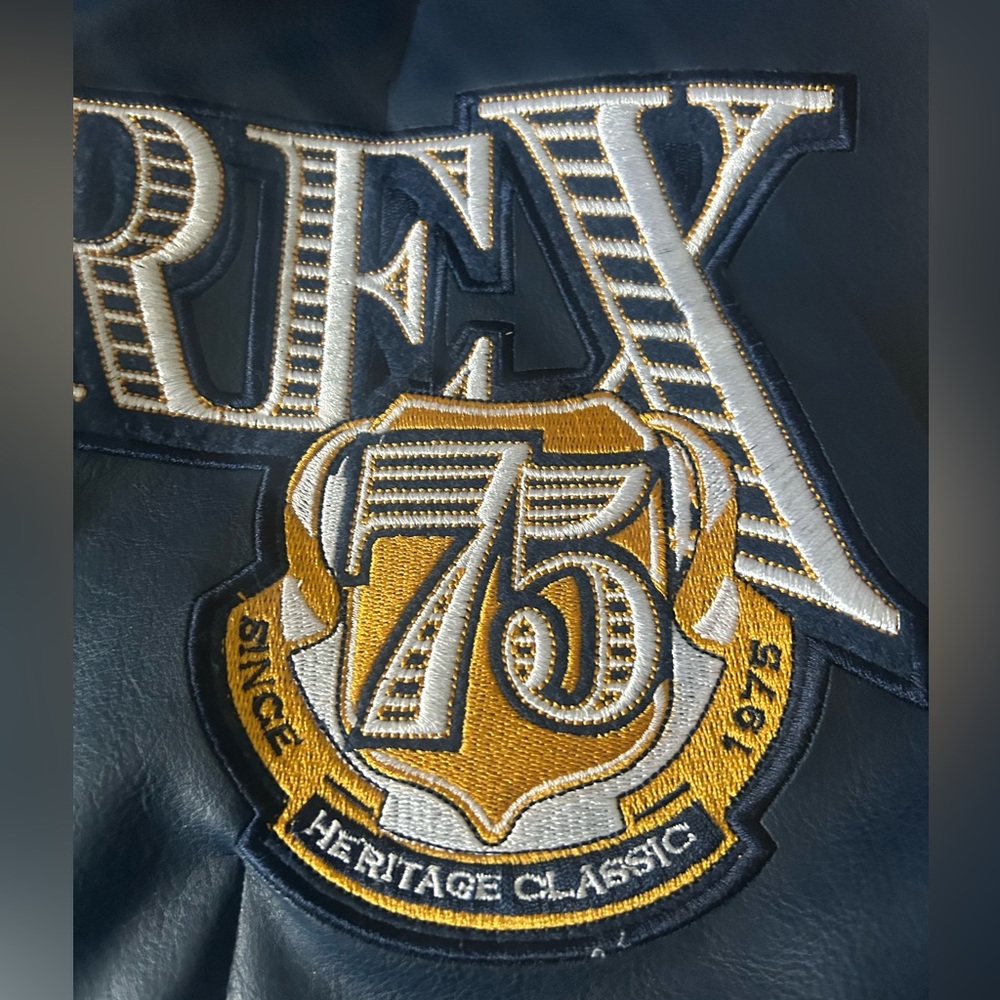 AVIREX 1975 New York leather bomber button down jacket youth large - super rare - Picture 6 of 13
